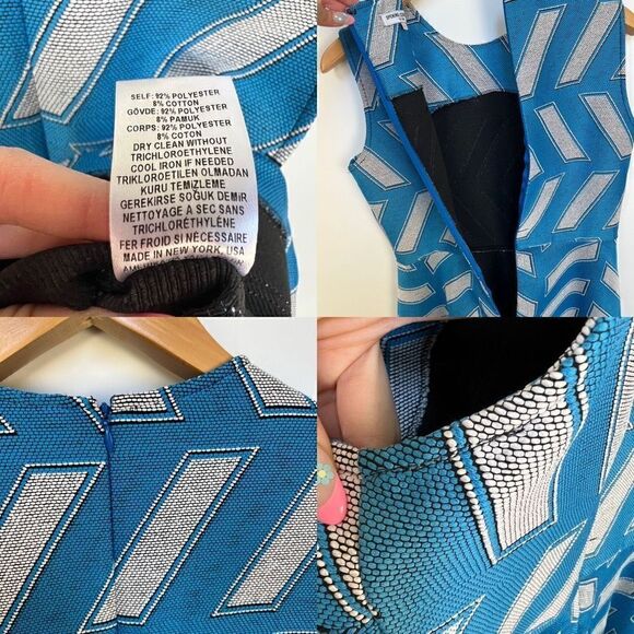 Opening Ceremony Fit & Flare Sleeveless Mini Dress Blue White Pattern women’s L - Picture 8 of 15